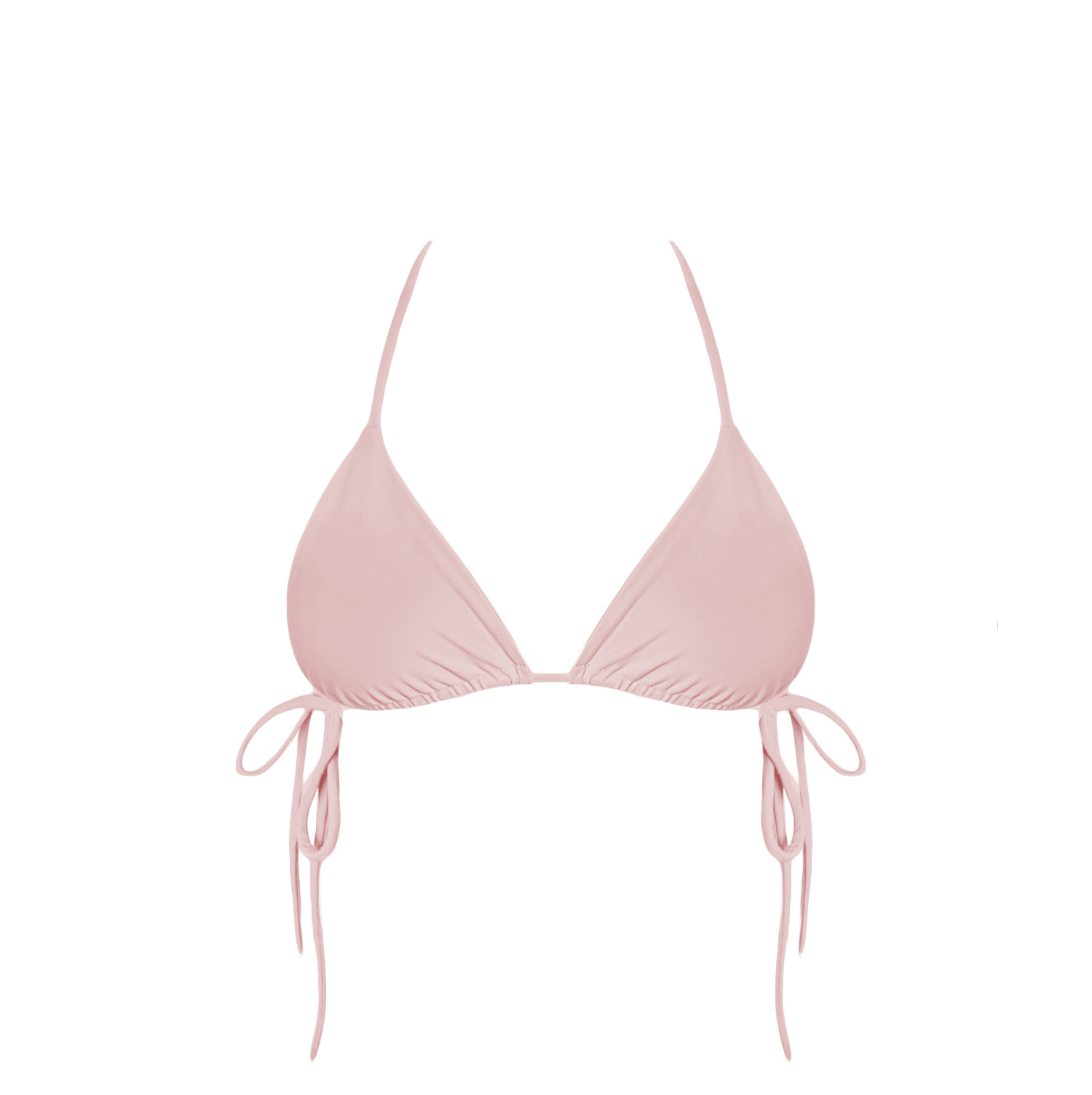 avorio top bikini tied góra trójkąty różowy jasny długie paseczki sznureczki kokardki bikini acaia dół wiązany strój kąpielowy polska marka dusty pink long straps spaghetti swimwear swimsuit